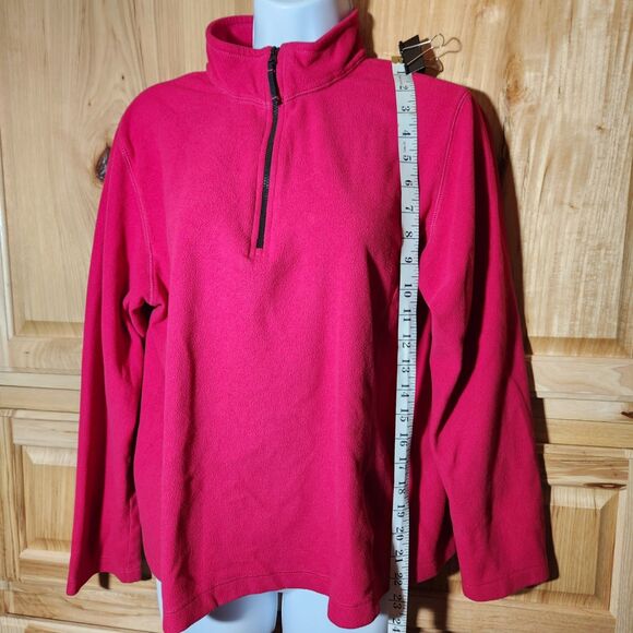 Lands’ End Fleece Pullover Women’s Medium – Red Quarter Zip - Picture 3 of 6